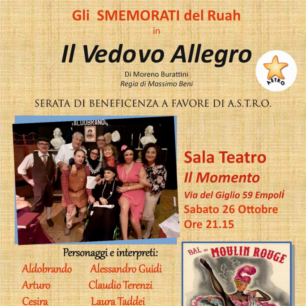 Ottobre Rosa 2024: Serata Teatrale di Beneficenza con “Il Vedovo Allegro” a Empoli